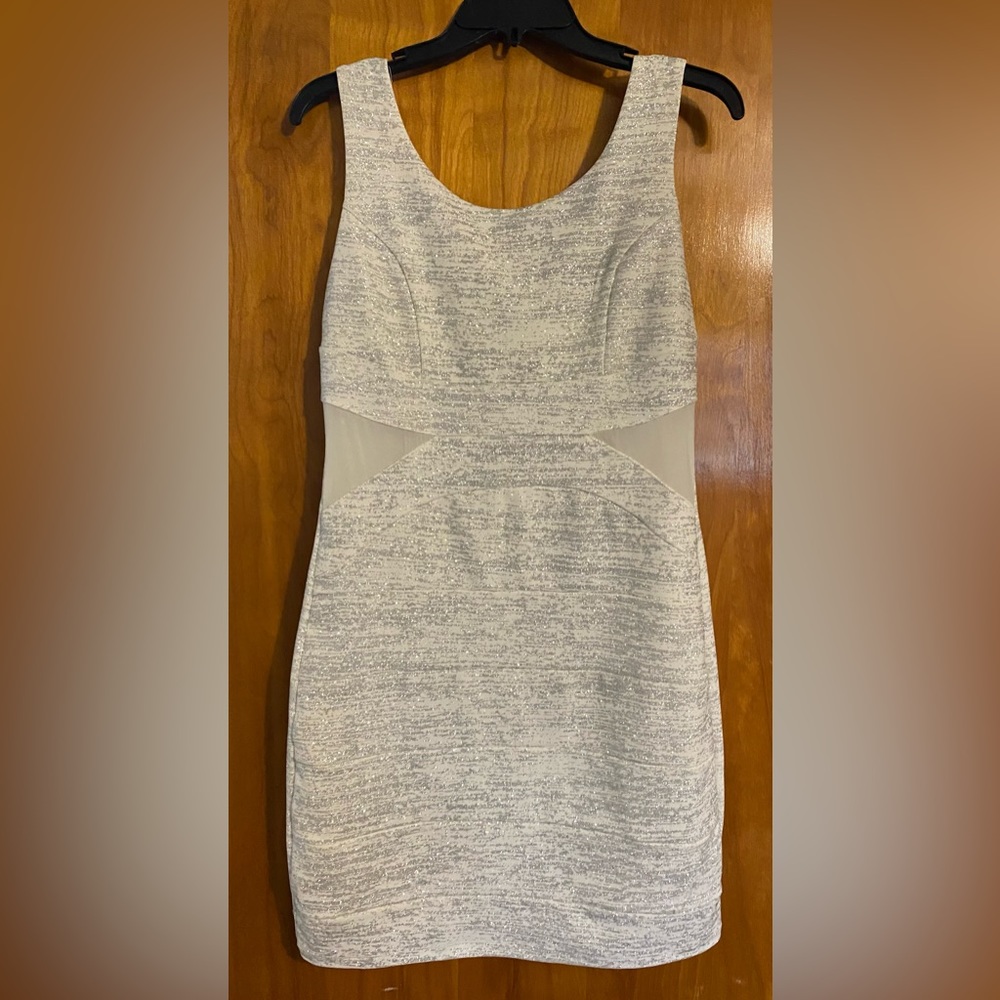 Short white with silver sparkles! Worn for my wedding rehearsal dinner.